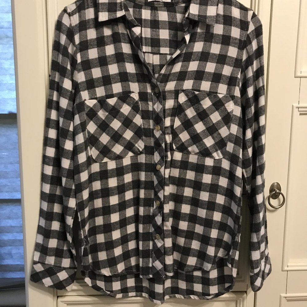 DEX Gray and White Plaid Shirt